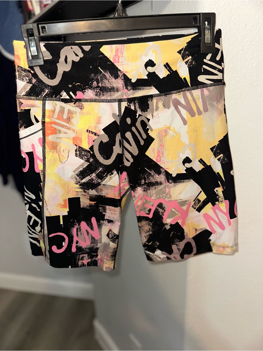 Calvin Klein Abstract Print Bike Shorts in Yellow, Pink & Black